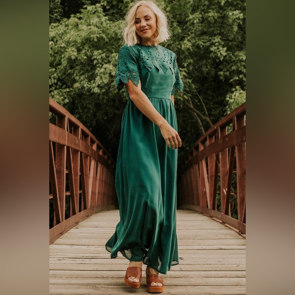 Roolee | Fiona Lace Sleeve Maxi Dress